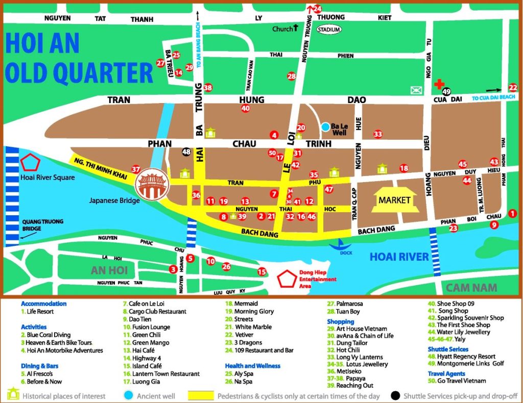 Map of Hoi An City and attractions not to be missed - Vietnam Car 