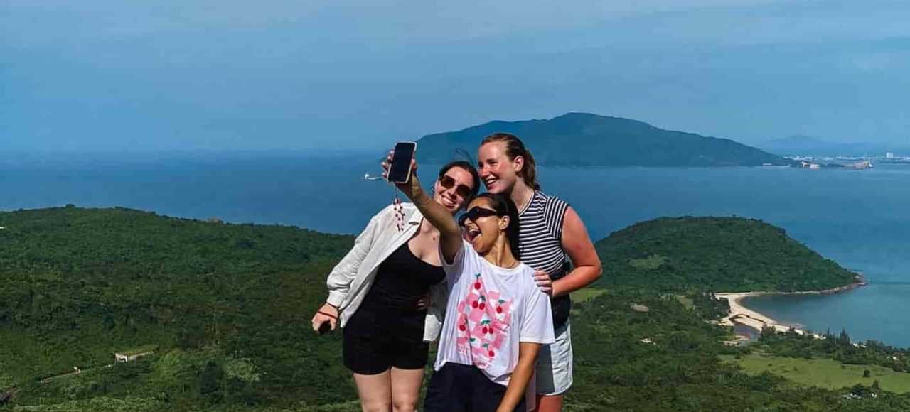 Stunning view from Hai Van Pass with a mix of ocean and mountain scenery.