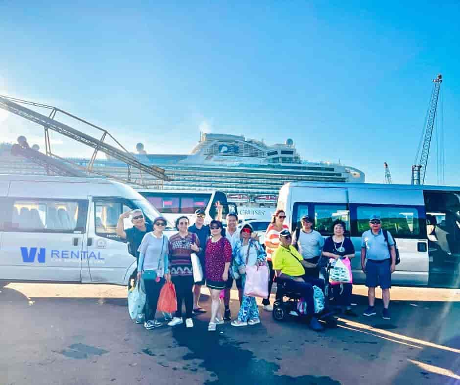 Driver holding a welcome sign with the passenger's name at Chan May Port.