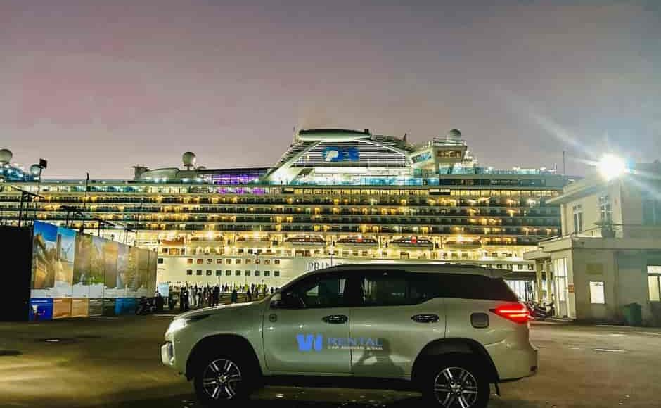 Rental car ready for departure from Chan May Port to Hue