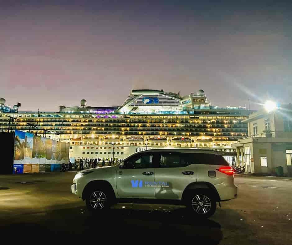 Rental car ready for departure from Chan May Port to Hue