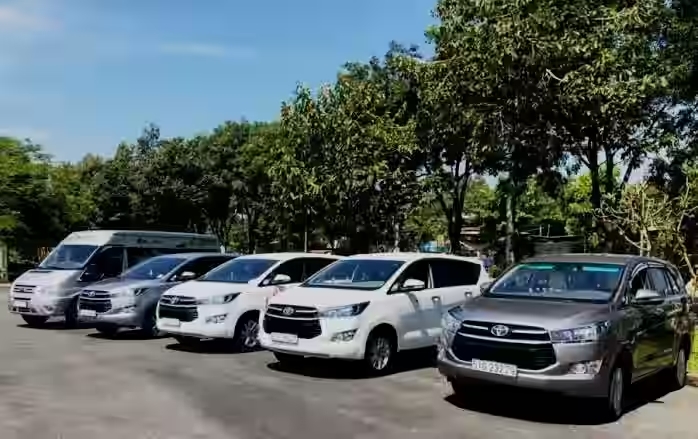 Comfortable interior of a private rental car from Ho Chi Minh City to Da Lat.