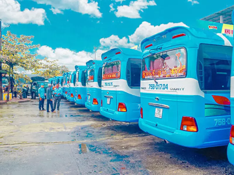 Limousine bus traveling from Da Nang to Hue in Central Vietnam