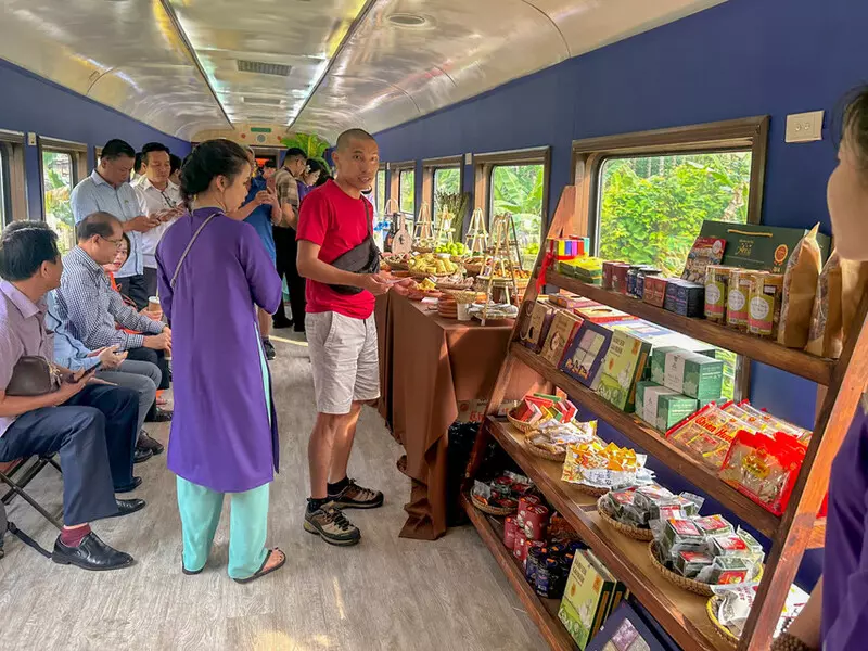 Train from Da Nang to Hue running along Hai Van Pass with mountain and sea views