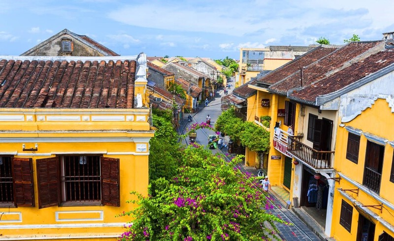 A beautiful view of Hoi An Ancient Town, showcasing traditional architecture, colorful lanterns, and peaceful streets, recognized as a UNESCO World Heritage Site.