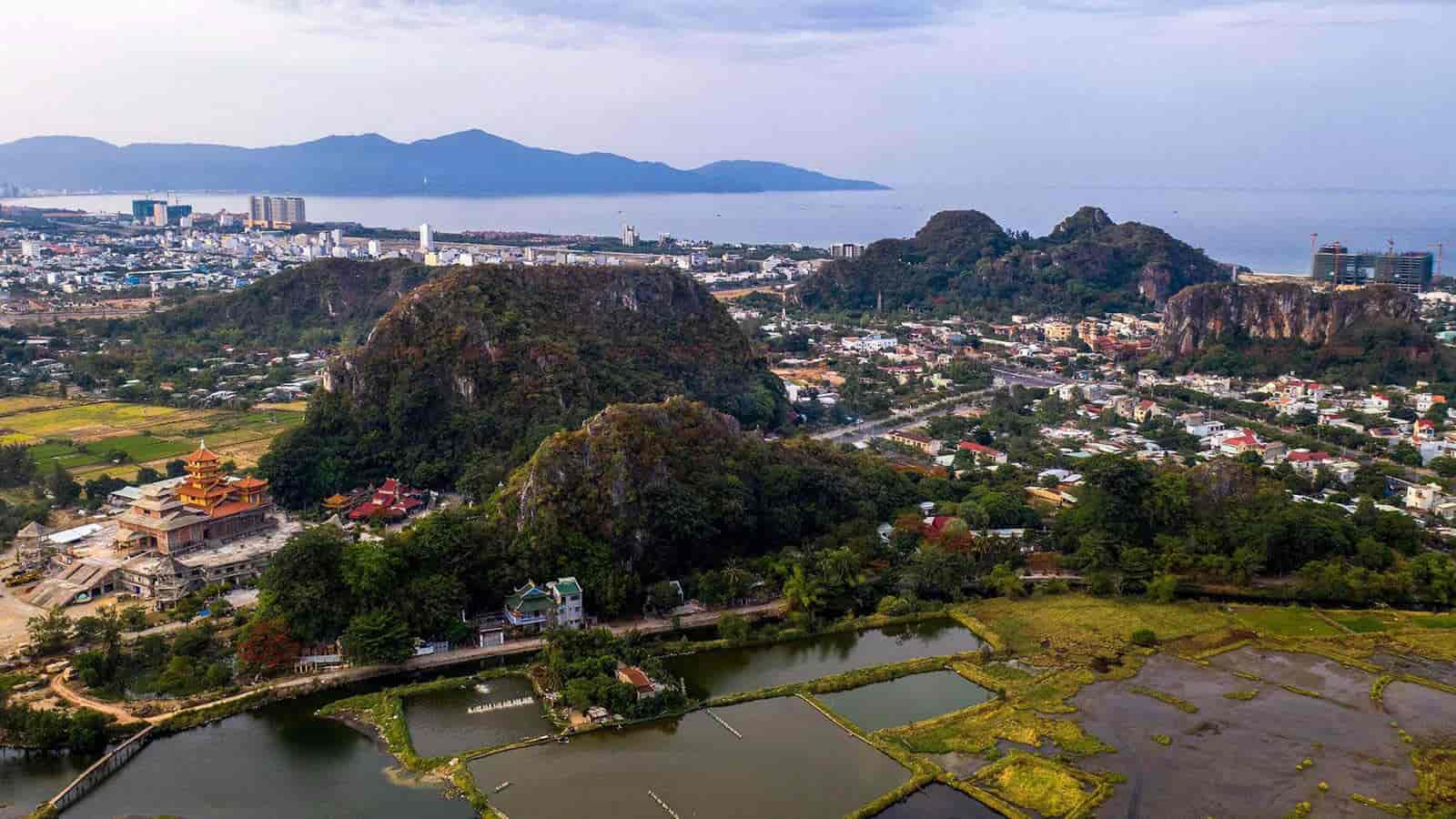 View of Marble Mountains from Da Nang