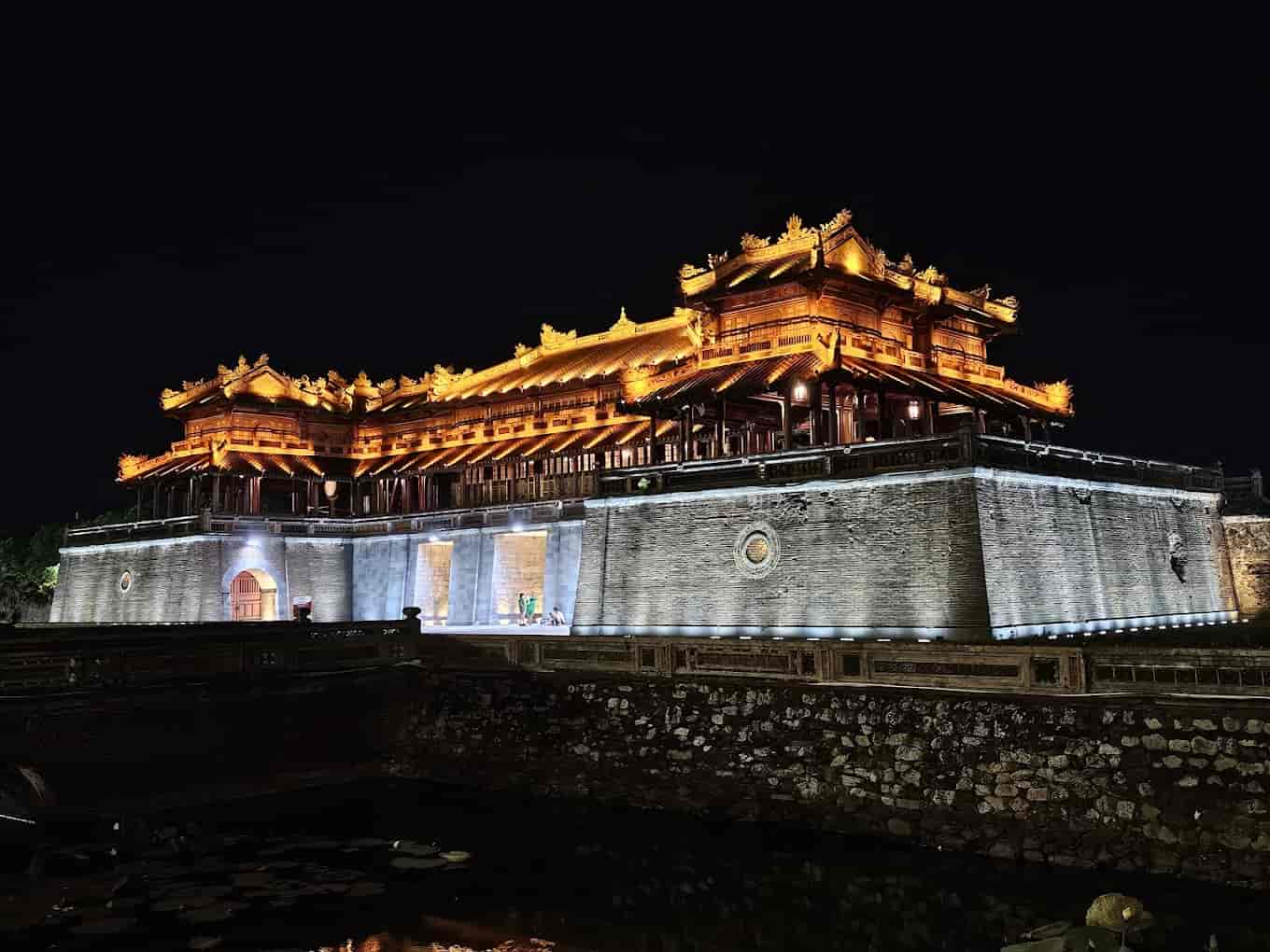 Ngo Mon Gate, the main entrance of the Imperial City of Hue, showcasing its grand architecture and surrounding moat.