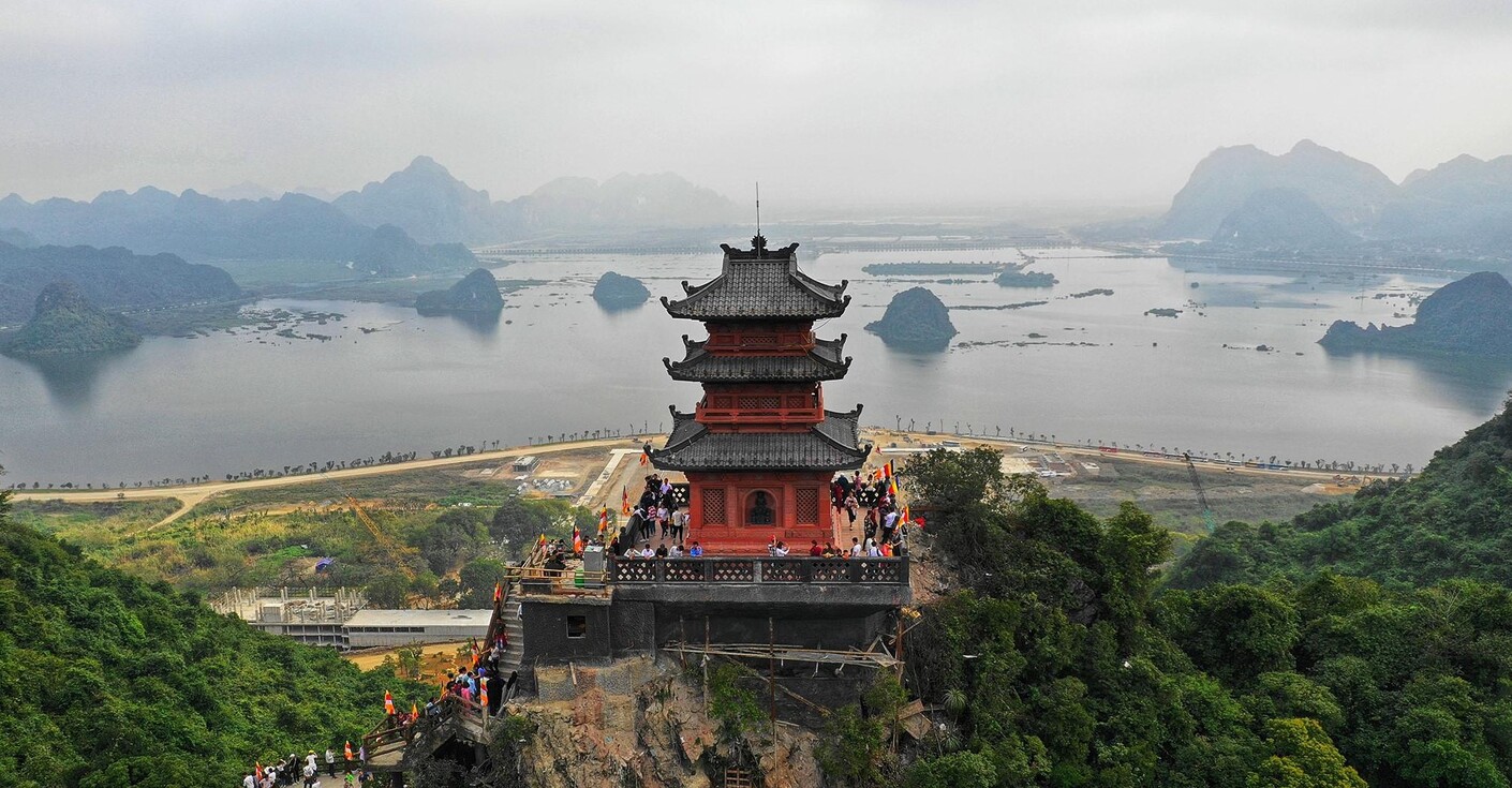 Image of the Perfume Pagoda, constructed in the late 17th century, highlighting its unique architectural features and historical importance.