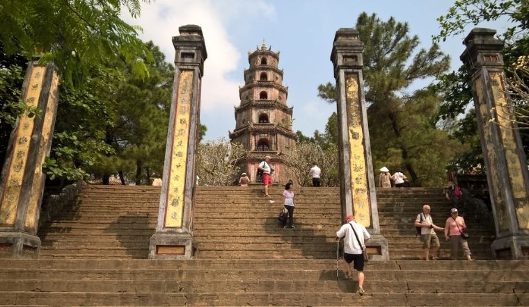 The seven-story Phuoc Duyen Tower of Thien Mu Pagoda