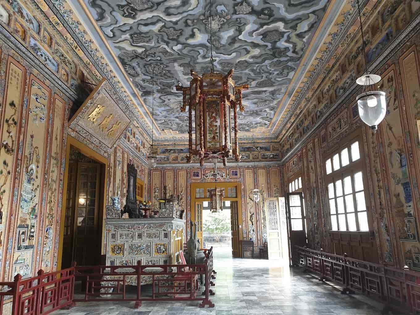 Intricate architecture of Khai Dinh Tomb showcasing Vietnamese and European styles