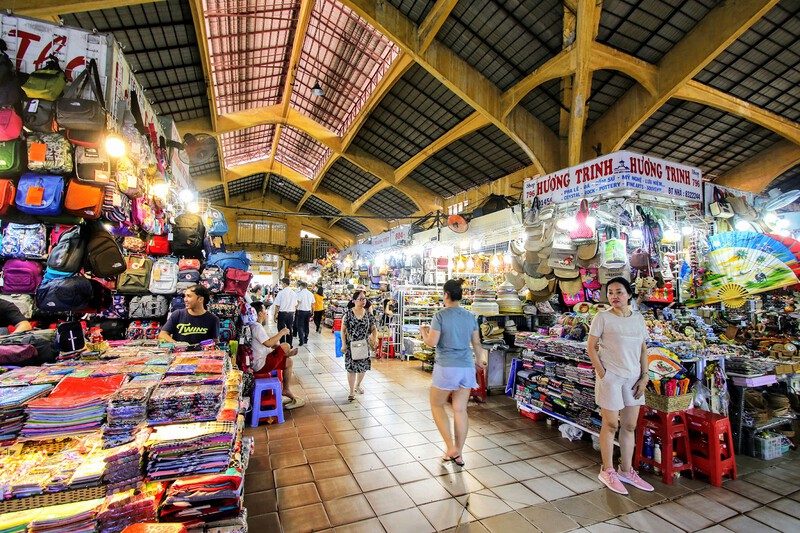 Vietnamese Conical Hat (Nón Lá) at Ben Thanh Market, a traditional and popular souvenir for visitors.